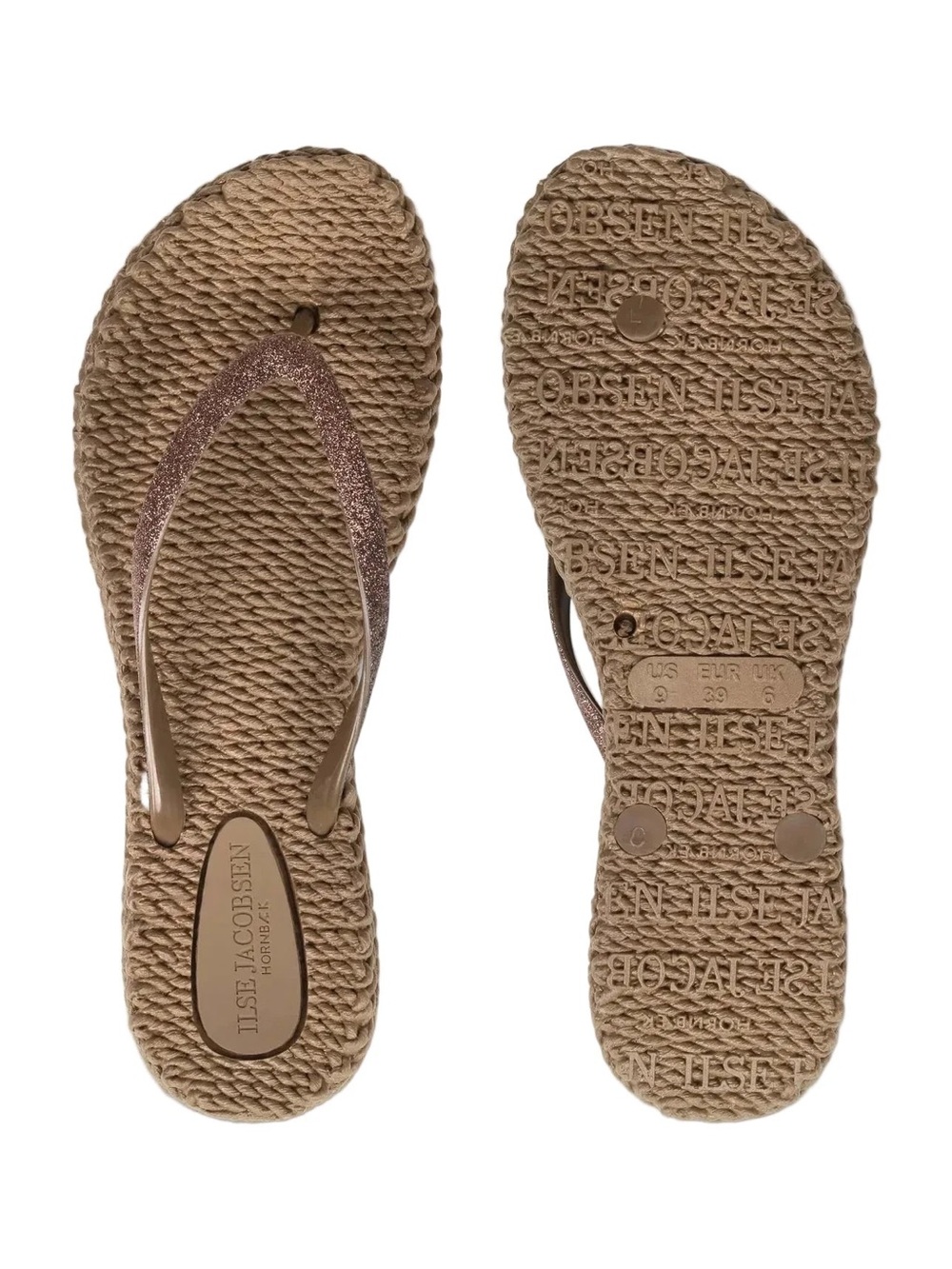 Ilse Jacobsen Taupe Braided-Texture Sandal with Glitter Straps
